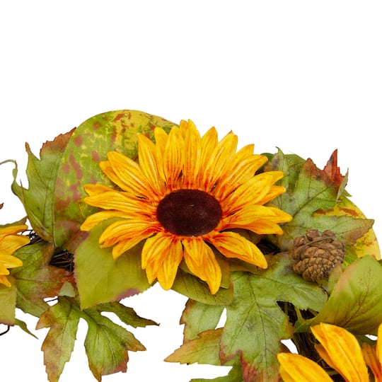 24" Yellow Sunflower & Pinecone Fall Harvest Wreath
